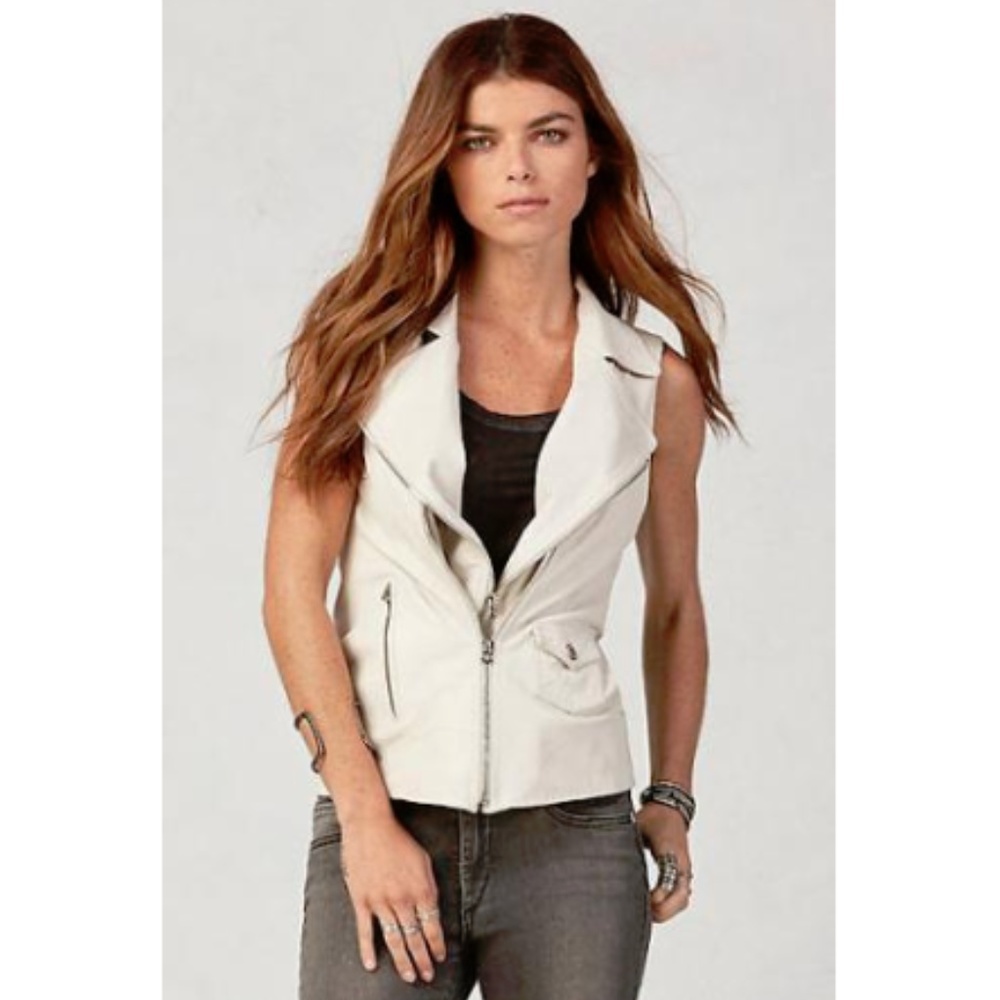 True Religion Leather Moto Vest